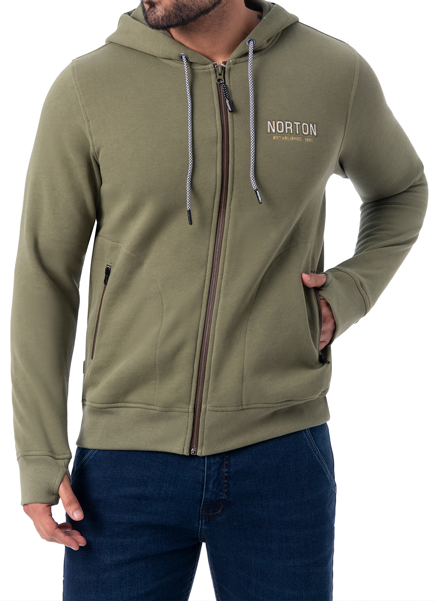 Polera Franela C/Cap Regular Fit Harriens Verde Militar Norton