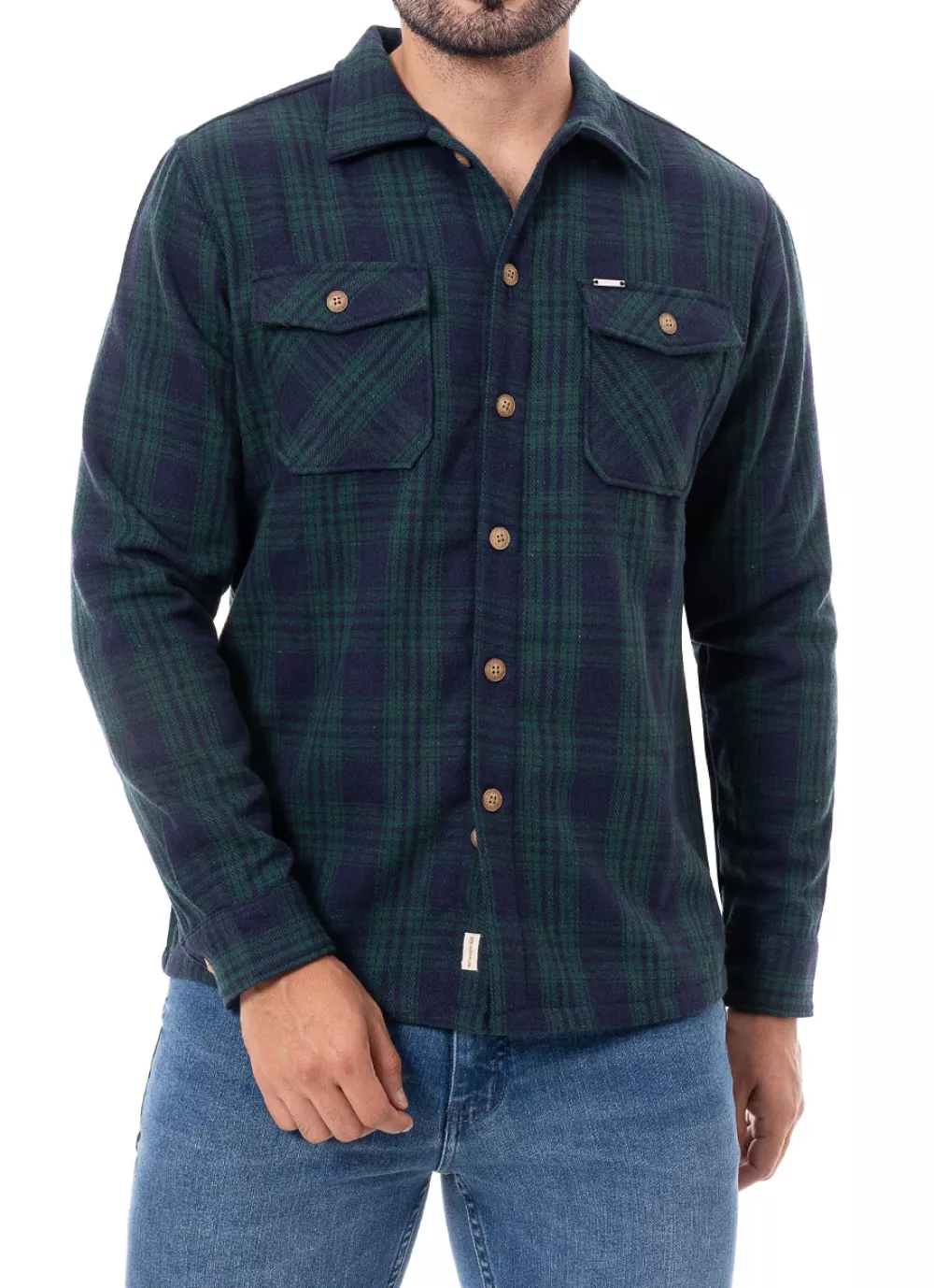 Camisaco Cuadros Fit) Andemel Verde/Azul Norton